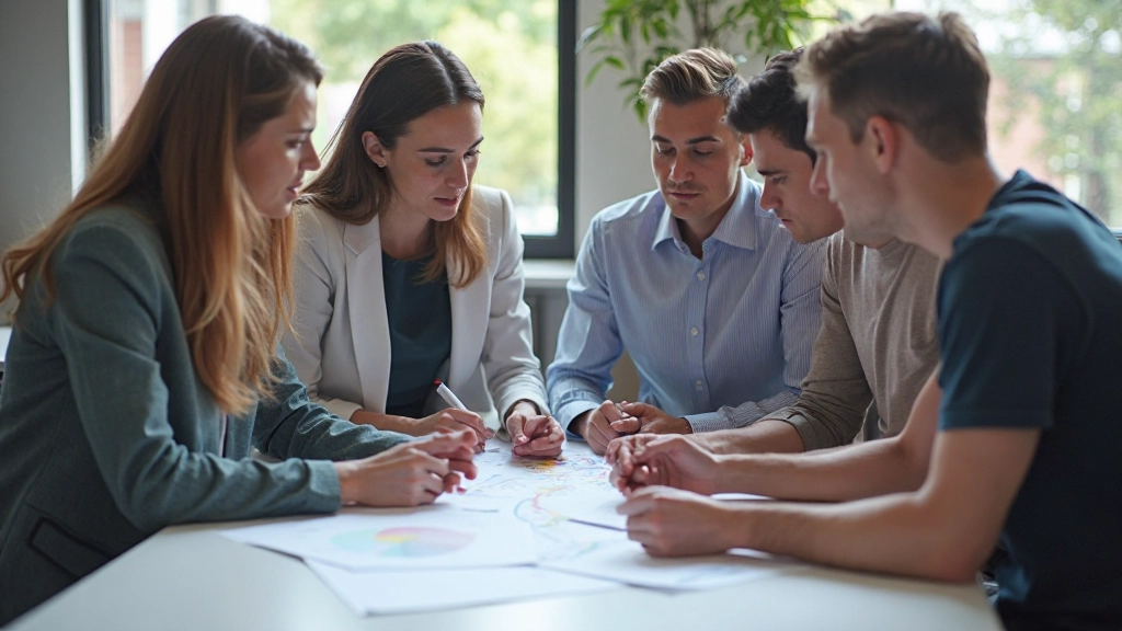 Teamleden die gezamenlijke doelstellingen bespreken en strategisch plannen