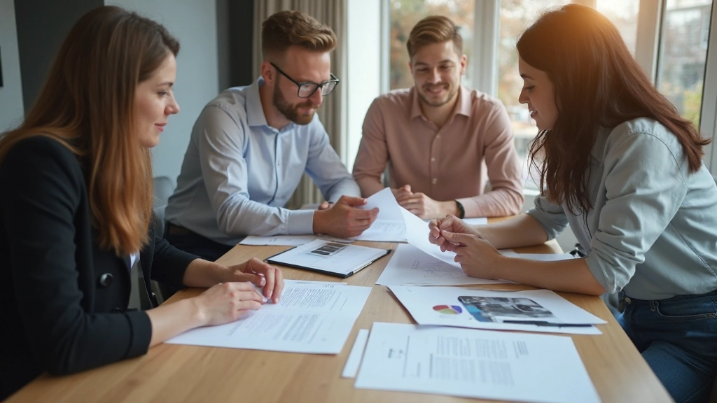 Professionele foto van teamleden die gezamenlijke doelstellingen plannen