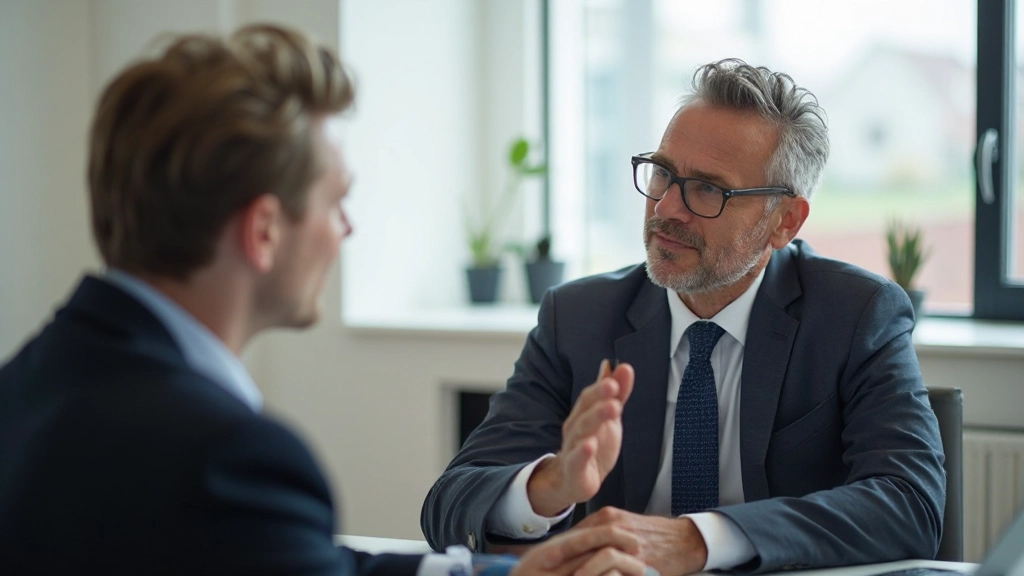 Professionele foto van manager die een mentorgesprek voert met teamlid in modern kantoor met goede lichting
