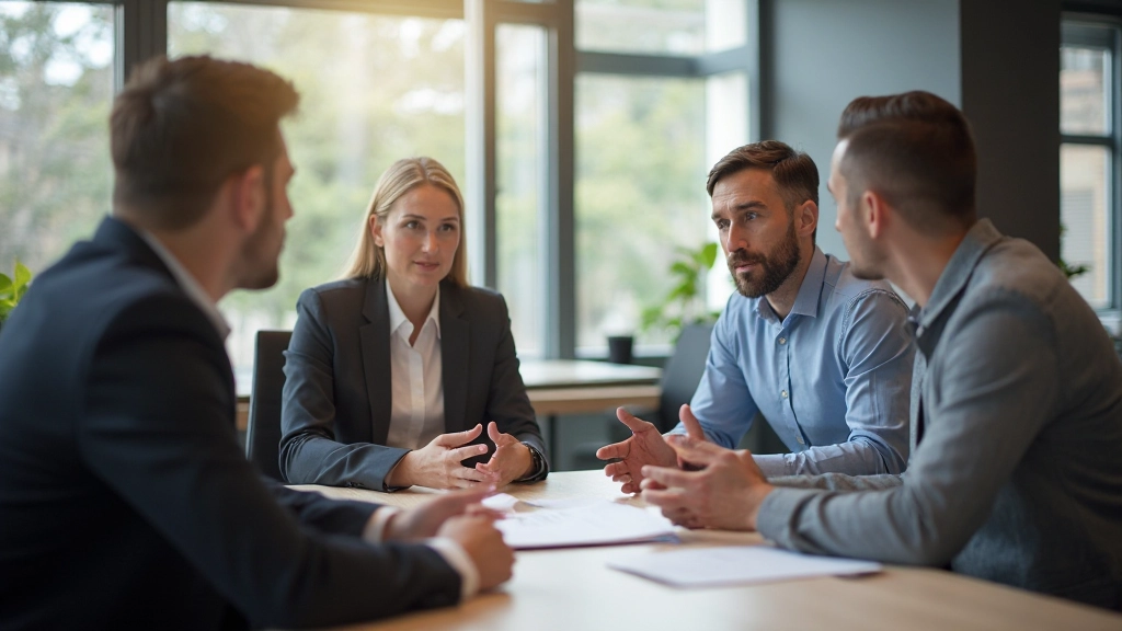 Professionele afbeelding van teamleden in effectieve communicatiesessie